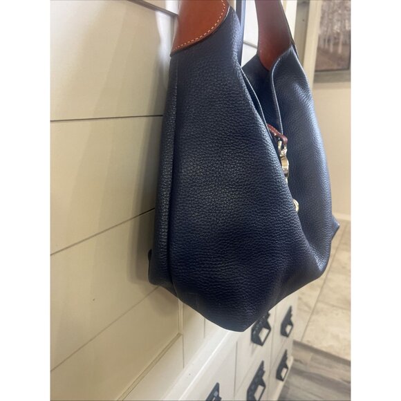 Dooney & Bourke Pebble Grain Logo Lock Shoulder Bag Blue Purse Handbag - Picture 2 of 16